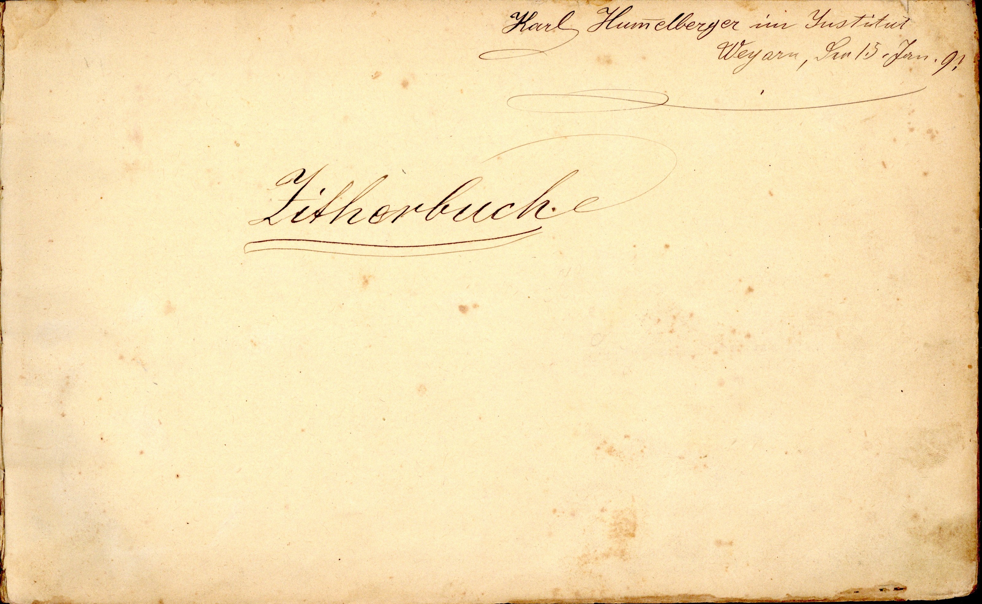 Zitherbuch Karl Hummelberger 1891 Vorsatzblatt